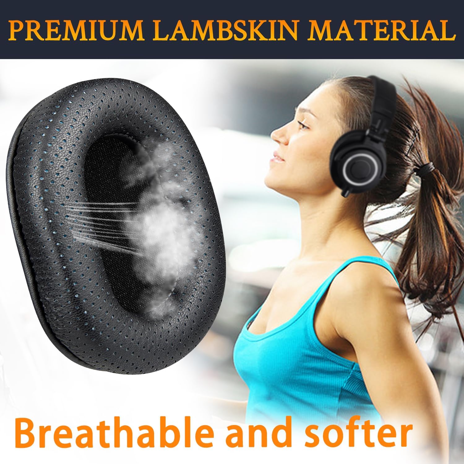 SOULWIT Earpads for Audio-Technica ATH M50, M50X, M50XBT, M50XBT2, M50XSTS, M40x, M30x, M20xBT, M20X, SX1, MSR7 Monitor - Lambskin