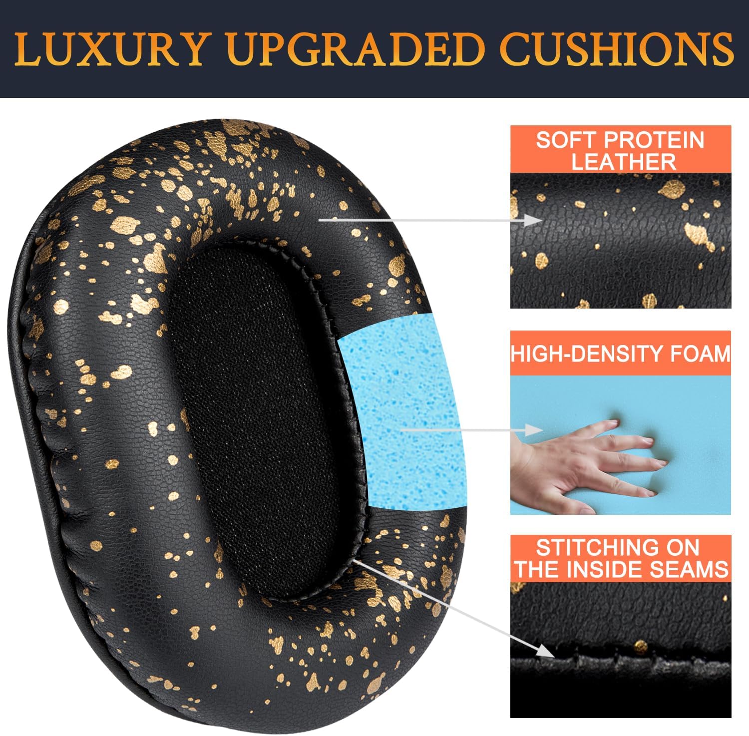 SOULWIT Earpads for Audio-Technica ATH M50, M50X, M50XBT, M50XBT2, M50XSTS, M40x, M30x, M20xBT, M20X, SX1, MSR7 Monitor - Protein Leather