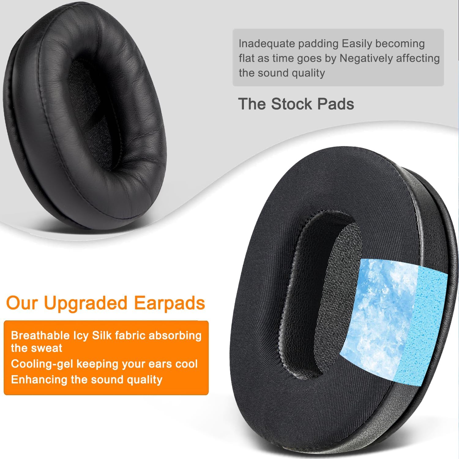 SOULWIT Earpads for Audio-Technica ATH-M60X - Cooling Gel