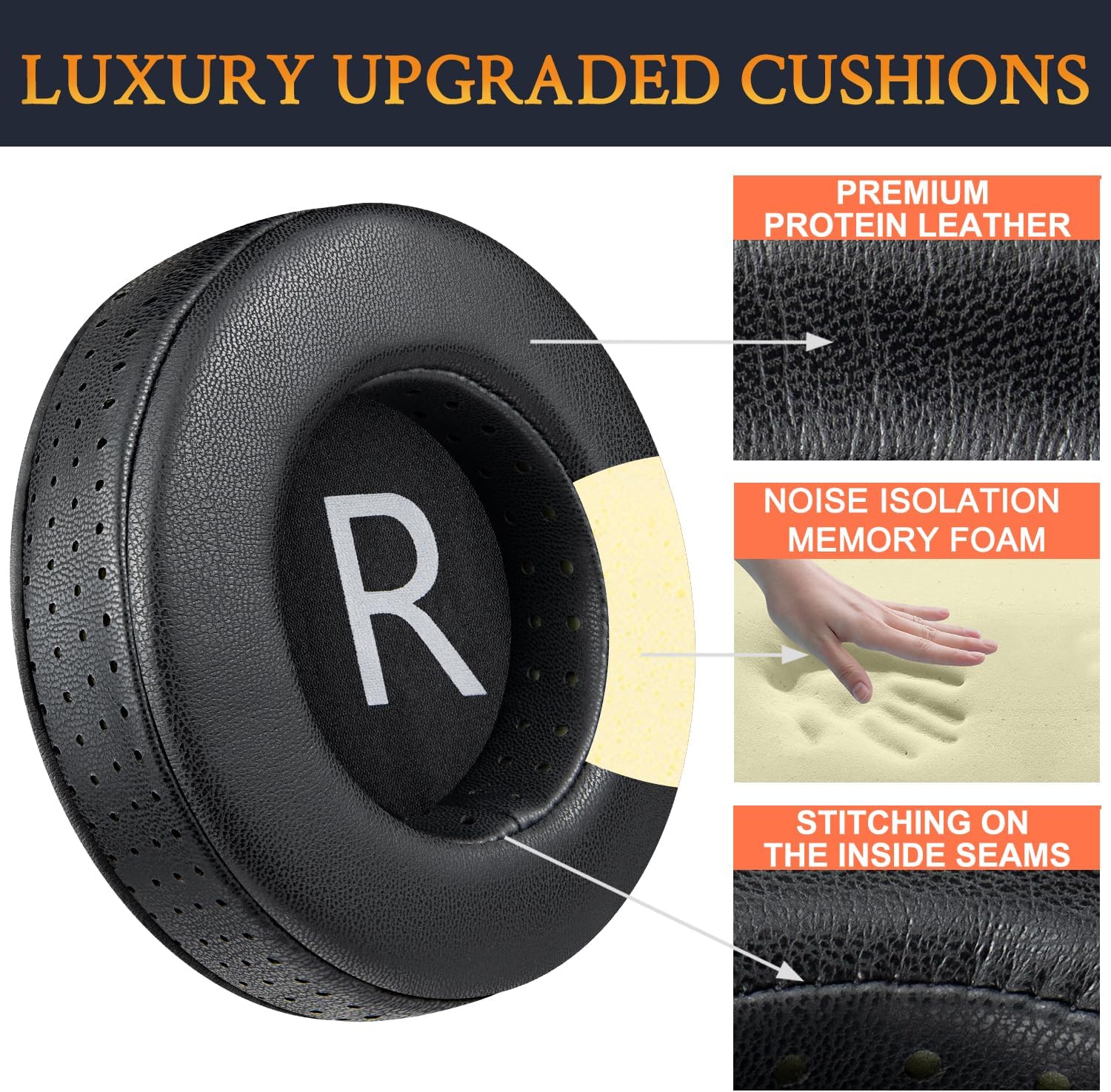 SOULWIT Earpads for ATH-A Closed-back Series, ATH-AD Open-air Series, R70X - Protein Leather