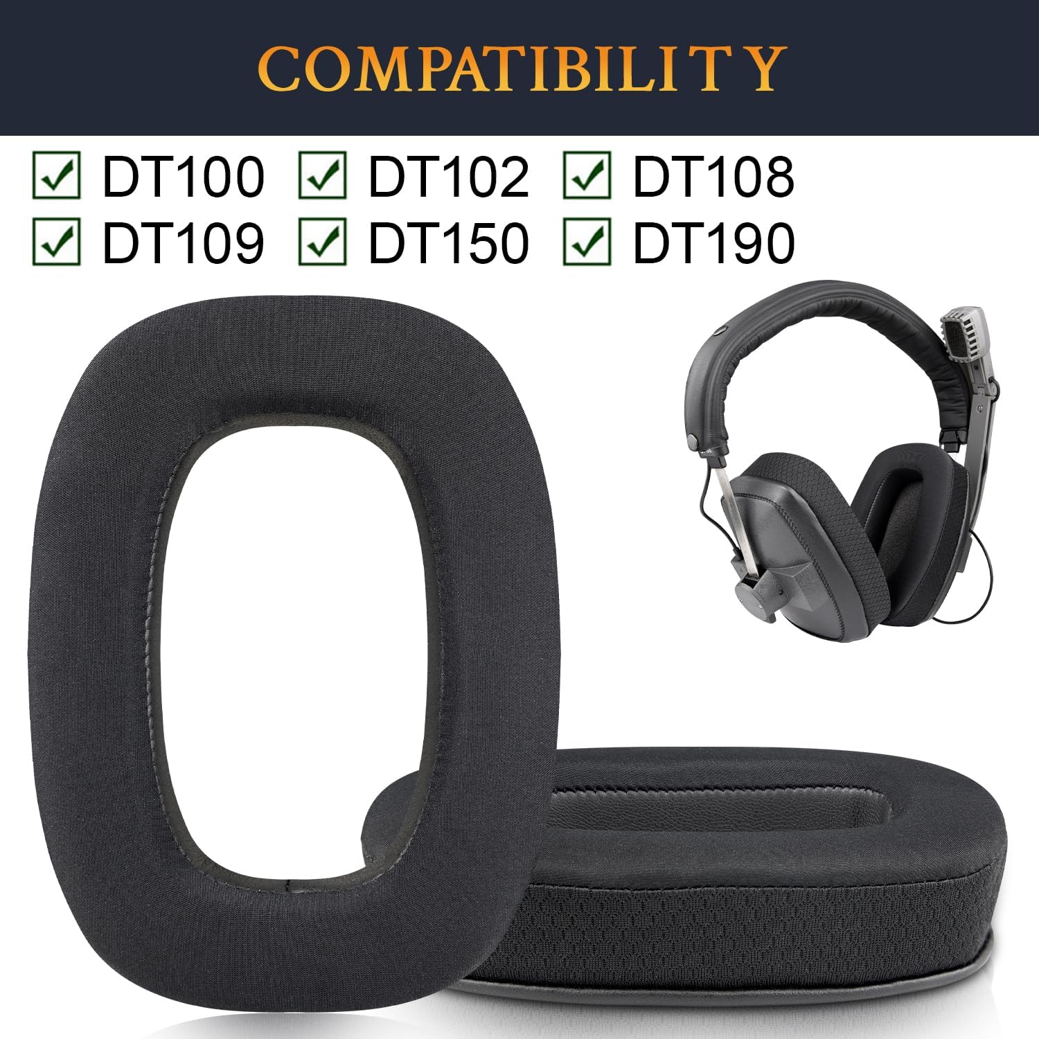 SOULWIT Earpads for Beyerdynamic DT 100, DT 102, DT 108, DT 109, DT 150, DT 190 - Cooling Gel