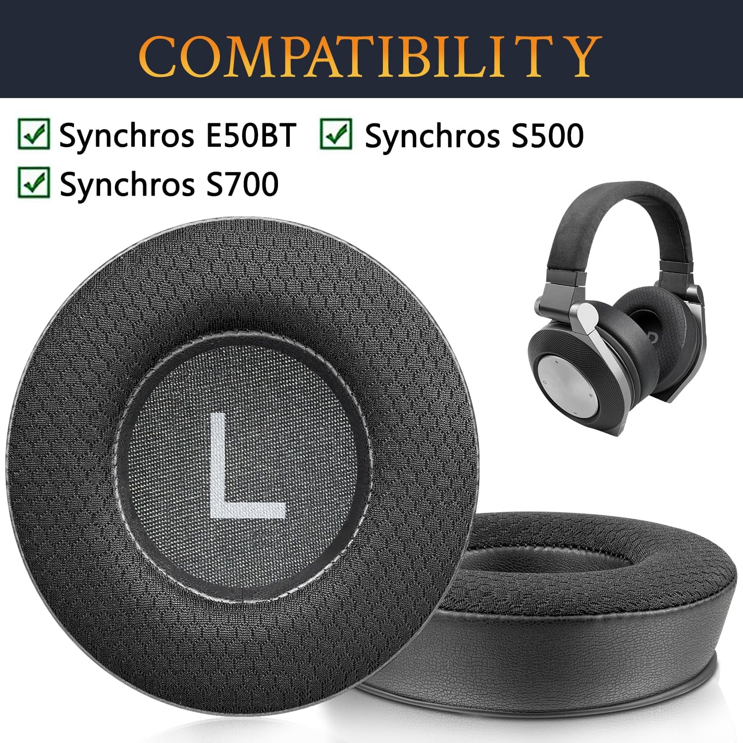 SOULWIT Earpads for JBL Synchros E50BT / S500 / S700 - Mesh Fabric