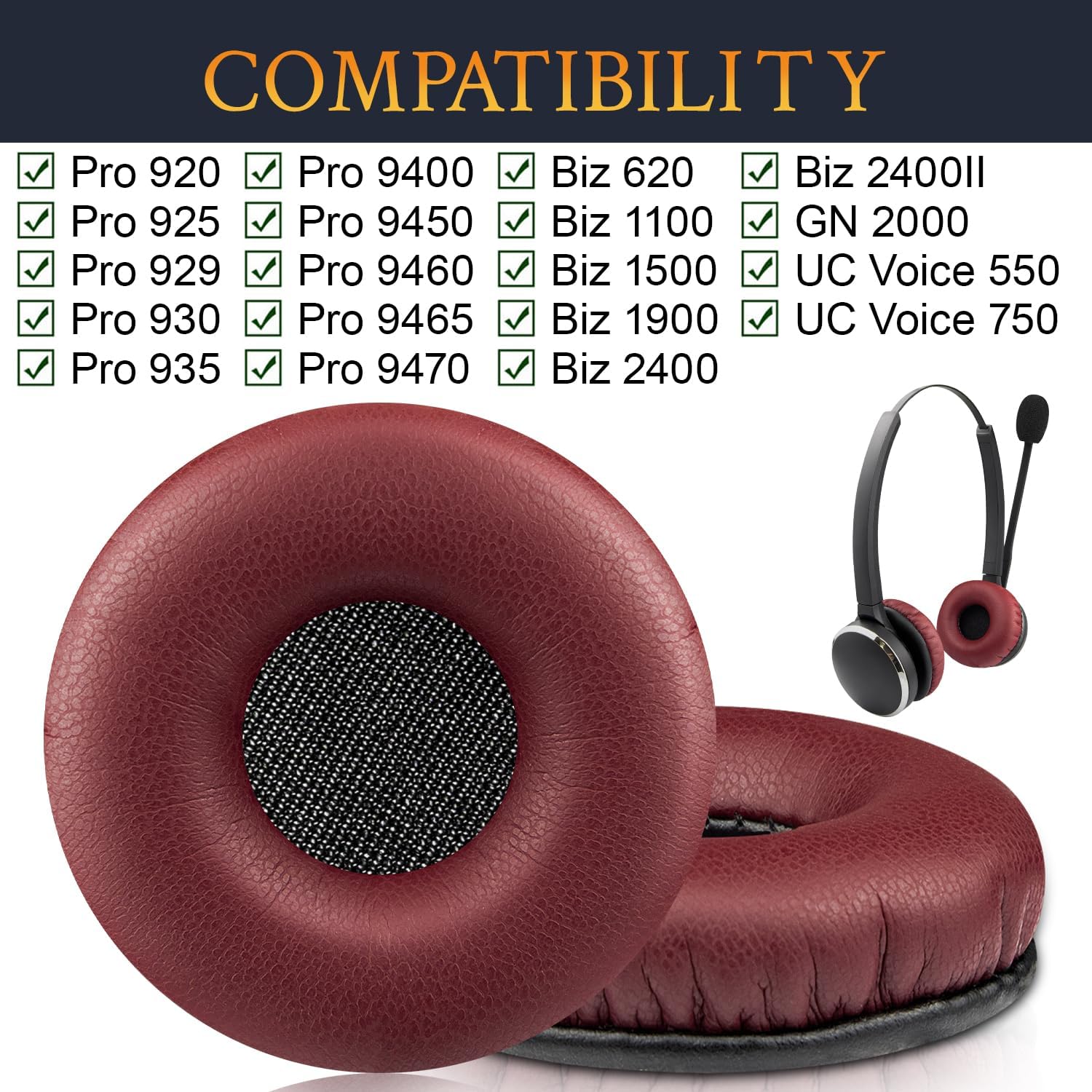 SOULWIT Earpads for Jabra PRO / BIZ / UC Voice - Protein Leather