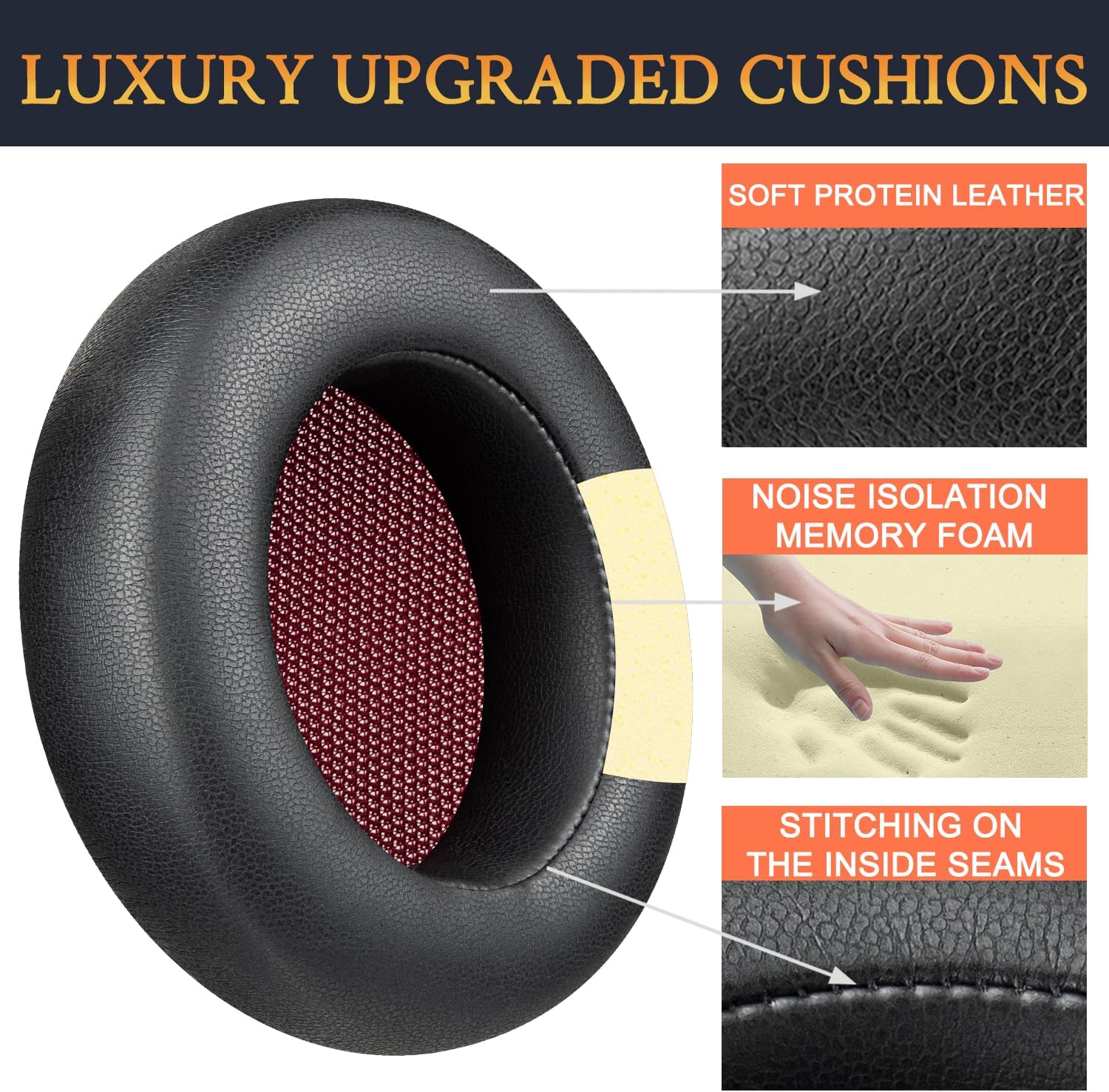SOULWIT Earpads for Teufel REAL BLUE NC (2020), REAL BLUE (2020), REAL PURE (2020) - Protein Leather