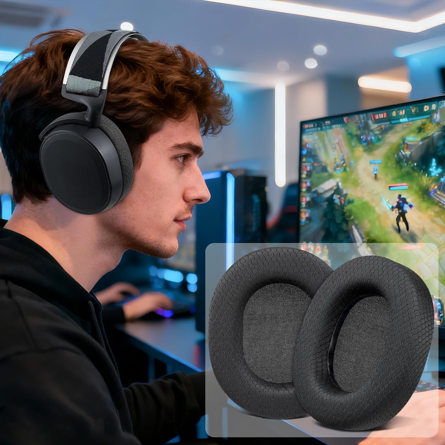 SOULWIT Earpads for SteelSeries Arctis 1/3/5/7/7+/7P/7P+/7X/7X+/9/9X/Pro/Prime - Mesh Fabric