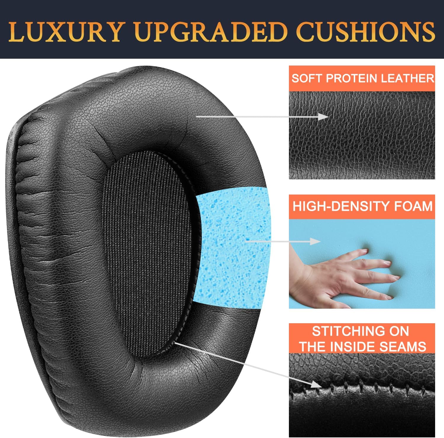 SOULWIT Earpads for Sennheiser RS165, RS175, RS185, RS195 - Protein Leather