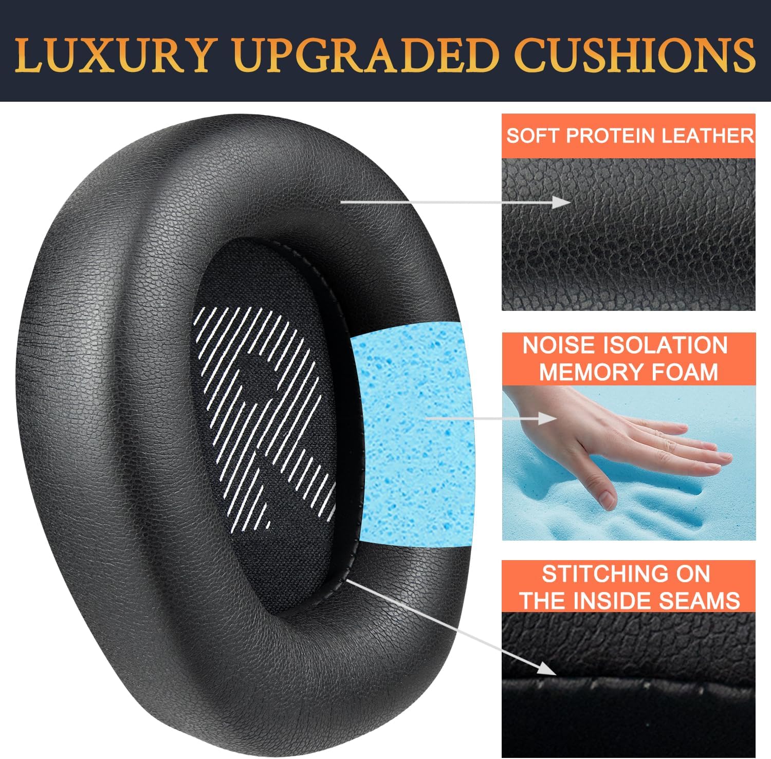 SOULWIT Earpads for JBL Quantum 100, 100X, 100P, 100M2, 350 - Protein Leather
