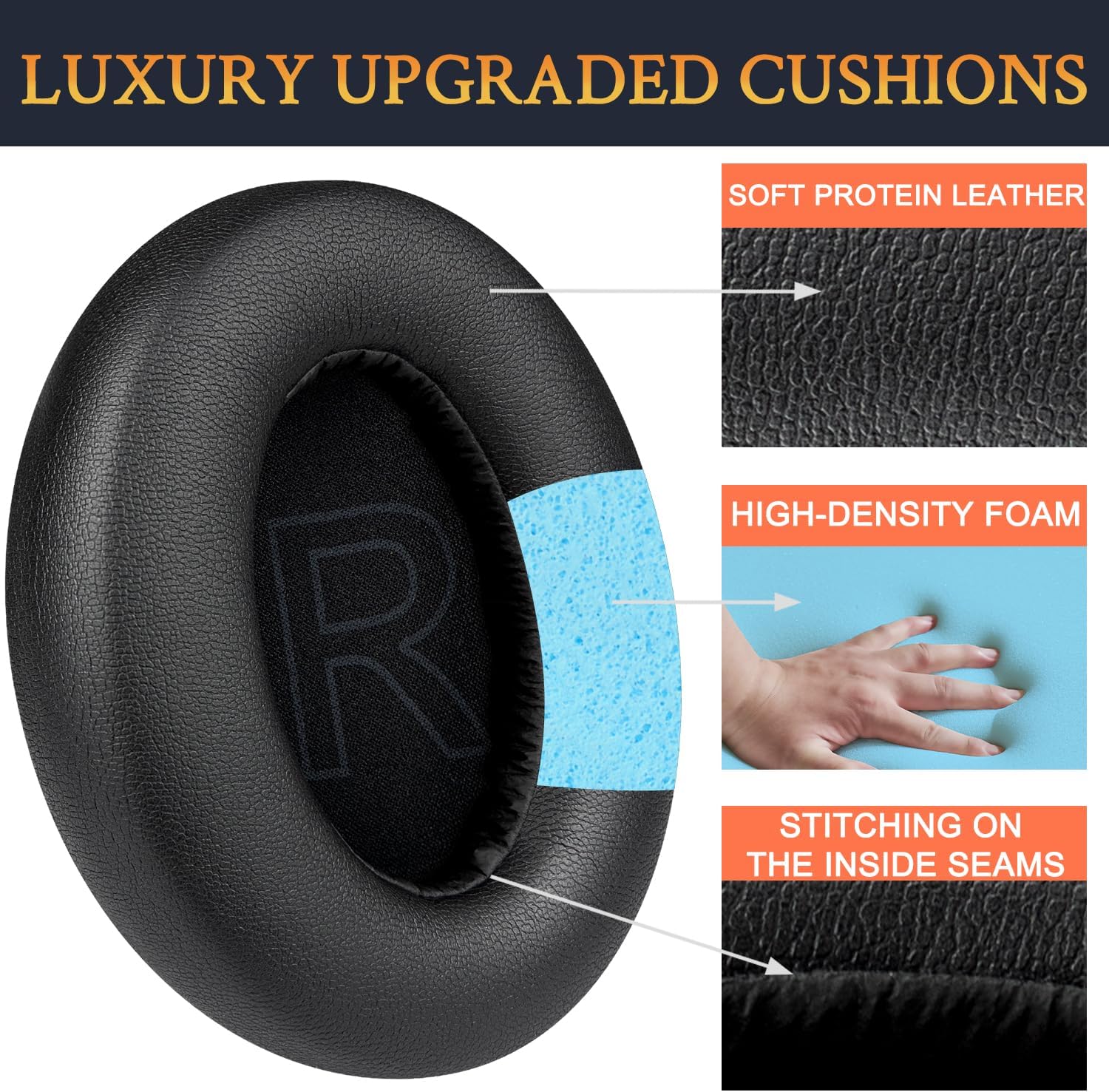 SOULWIT Earpads for Anker Soundcore Life 2 / Life Q20 / Life Q20+ / Q20i - Protein Leather