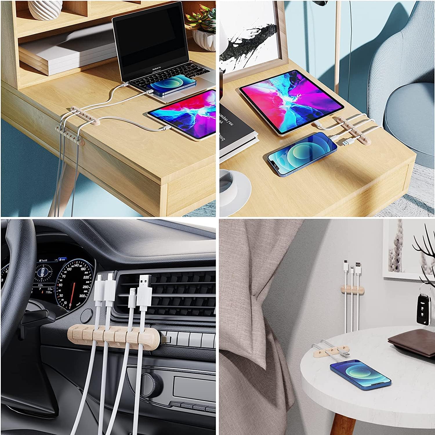 SOULWIT Cable Holder Clips, 3-Pack Cable Management Cord Organizer Clips Silicone Self Adhesive