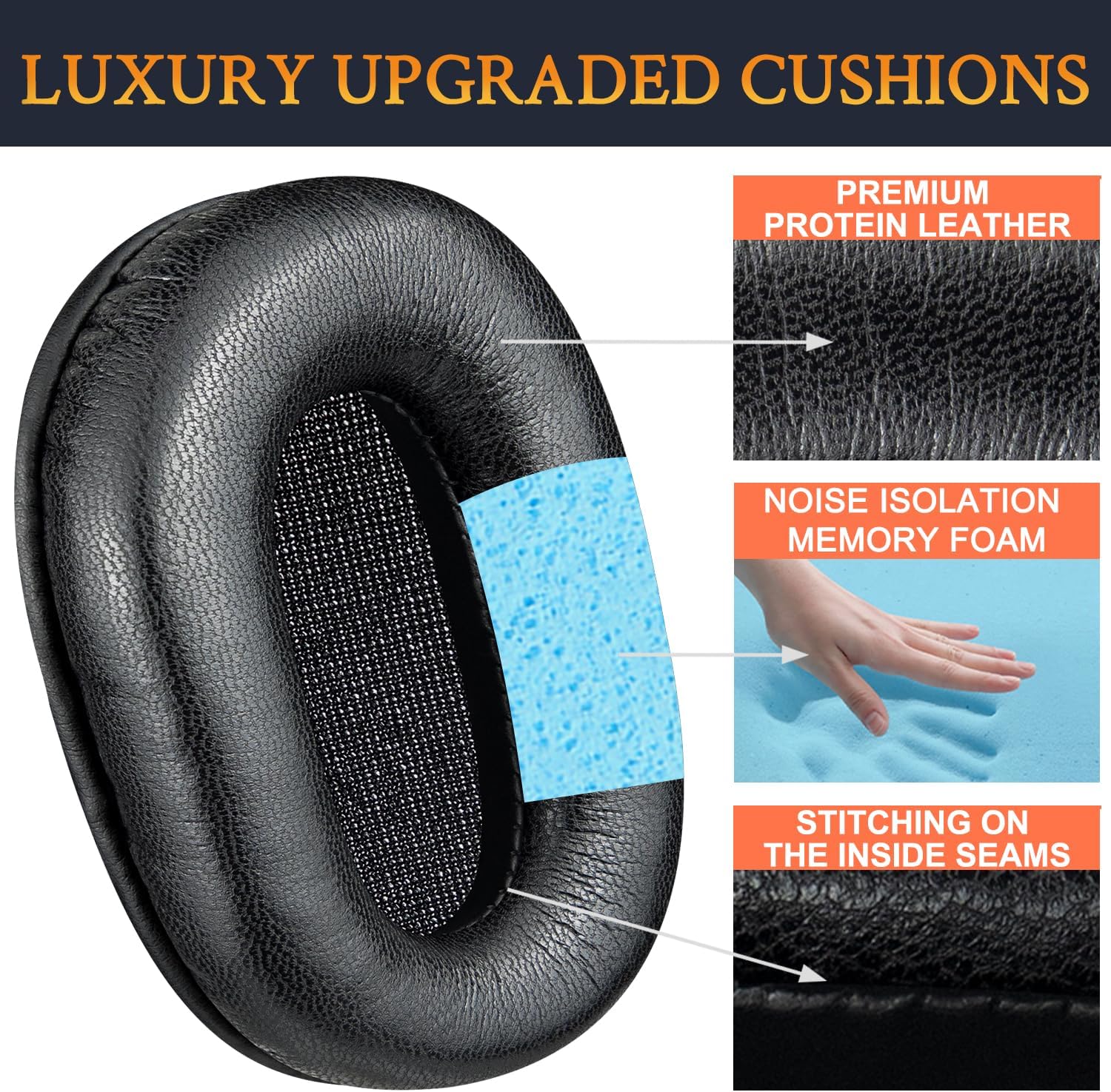 SOULWIT Earpads for BlueParrott B450-XT, S450-XT - Protein Leather