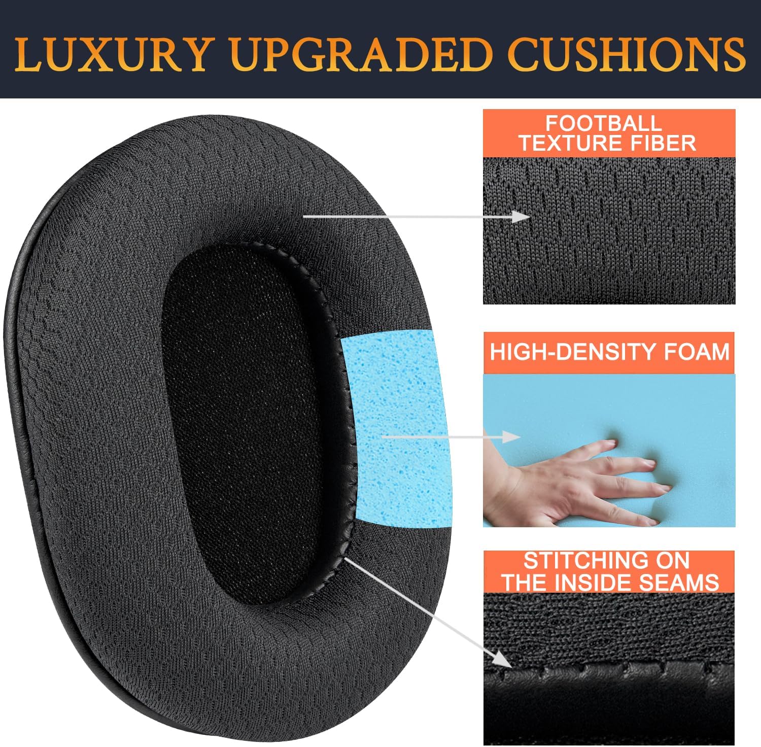 SOULWIT Earpads for Audio-Technica ATH M50, M50X, M50XBT, M50XBT2, M50XSTS, M40x, M30x, M20xBT, M20X, SX1, MSR7 Monitor - Mesh Fabric