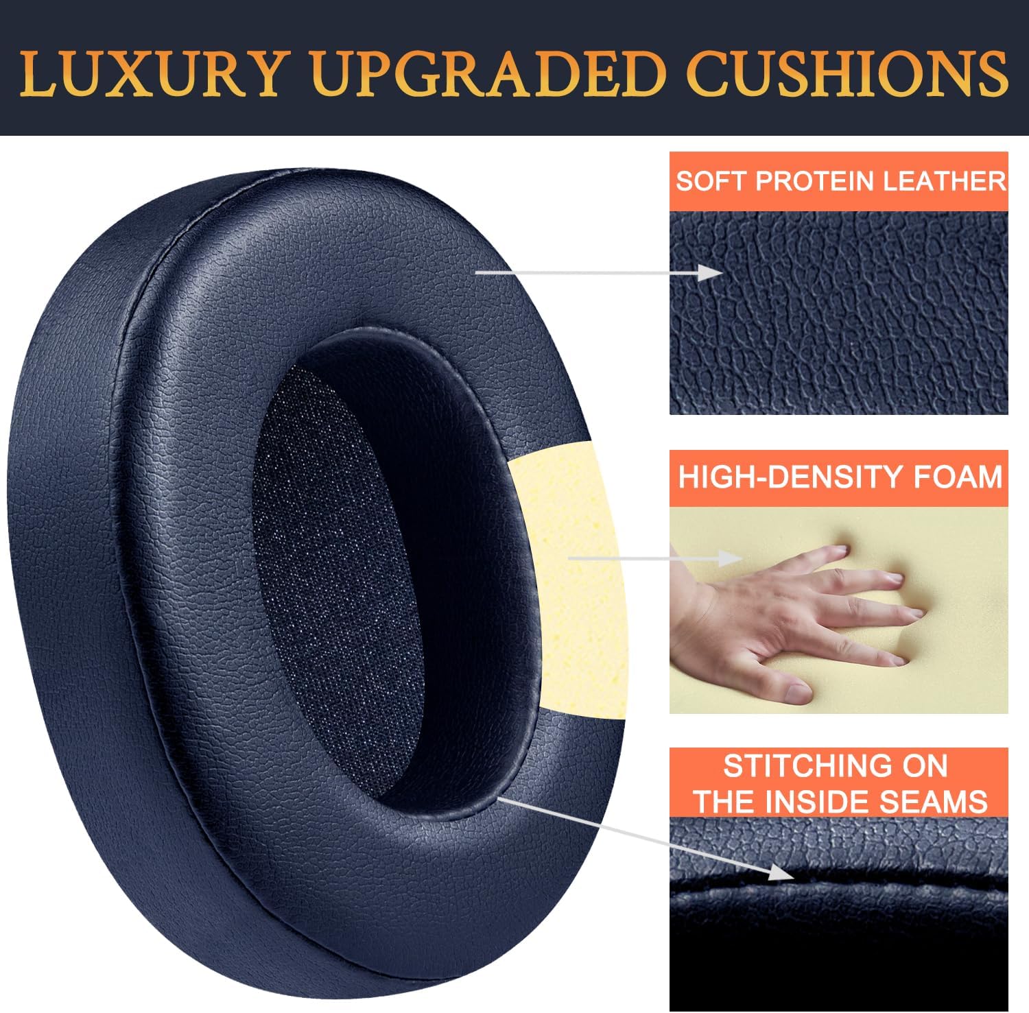 SOULWIT Earpads for Skullcandy Hesh 3/ANC/Evo & Crusher Wireless/ANC/Evo & Venue ANC - Protein Leather