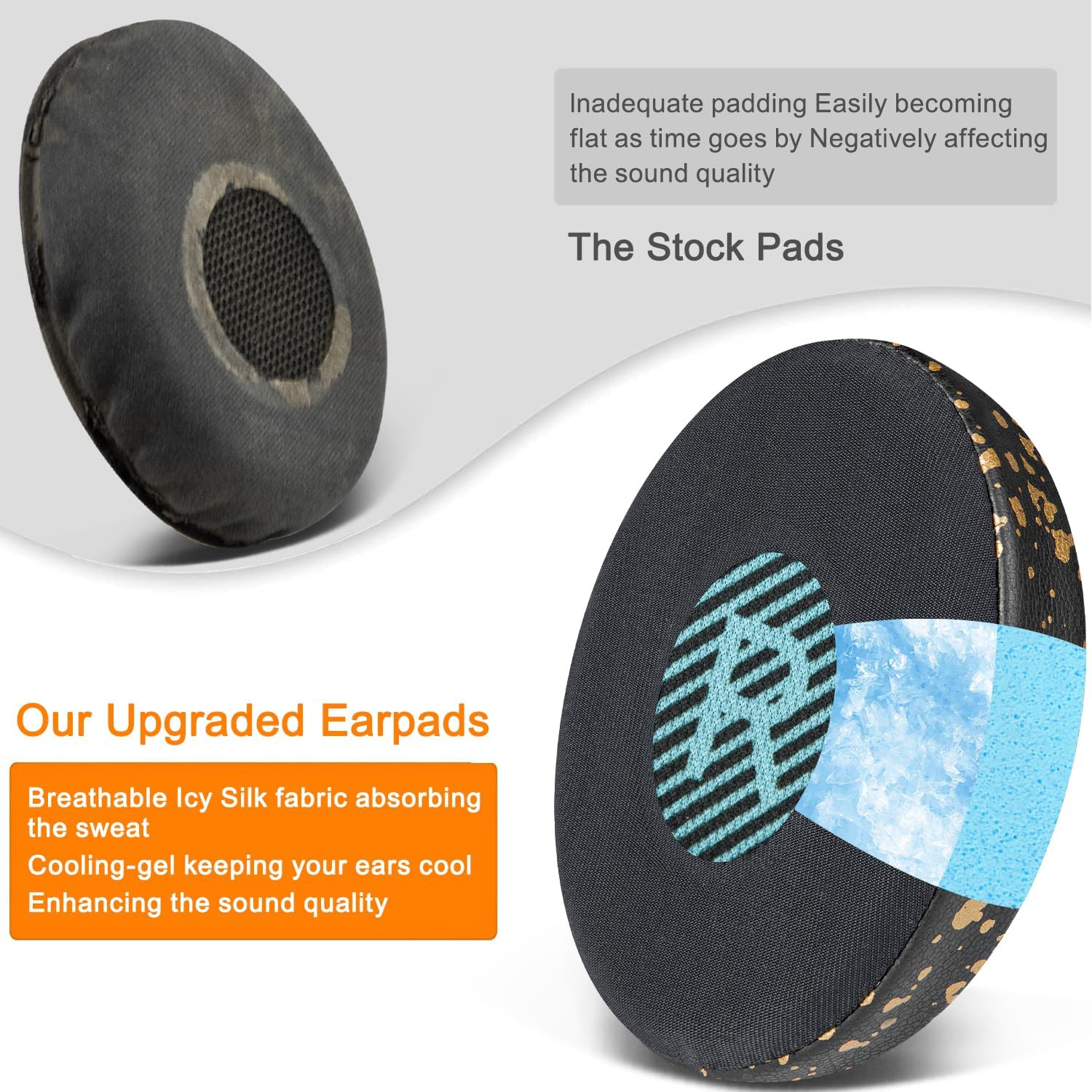 SOULWIT Earpads for Bose On-Ear II (OE2/OE2i) / SoundTrue On-Ear / SoundLink On-Ear - Cooling Gel